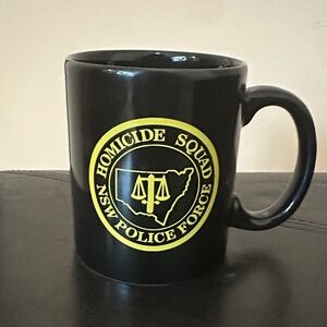 Black Mug with Yellow NSW New South Wales Australia Police Force Logo